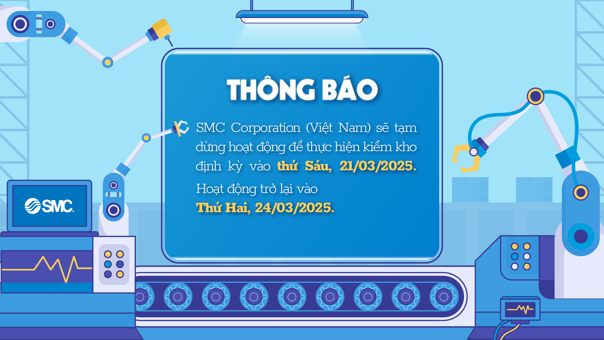 THÔNG BÁO KIỂM KHO ĐỊNH KỲ THÁNG 3/2025 - SMC